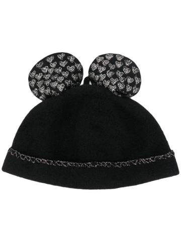 Le Chapeau Stitching Detail Hat - Black