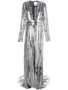 Galvan Glitter Floor-length Evening Gown - Silver