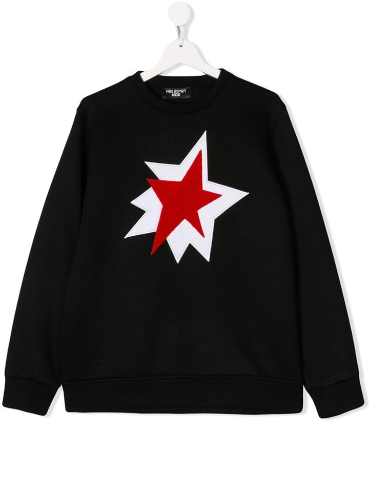 Neil Barrett Kids Teen Star Patch Sweatshirt - Black