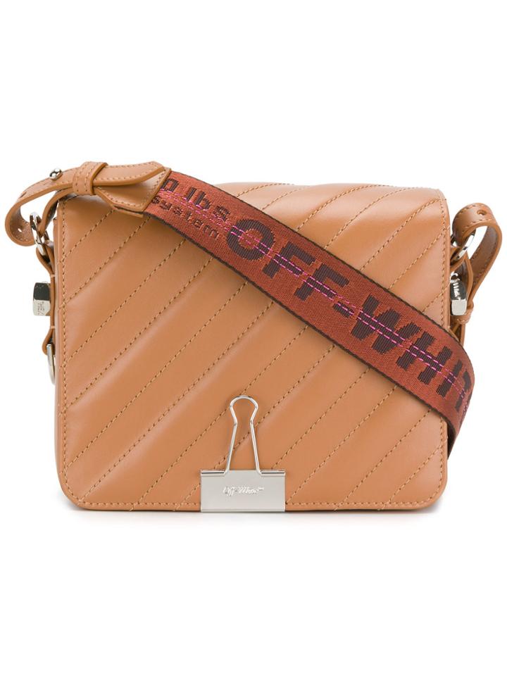 Off-white Padded Binder Clip Bag - Brown