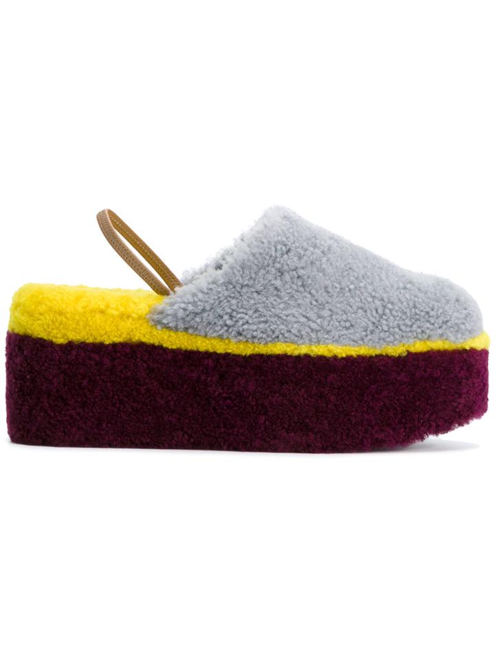 Fendi Colour-block Platform Sandals - Grey