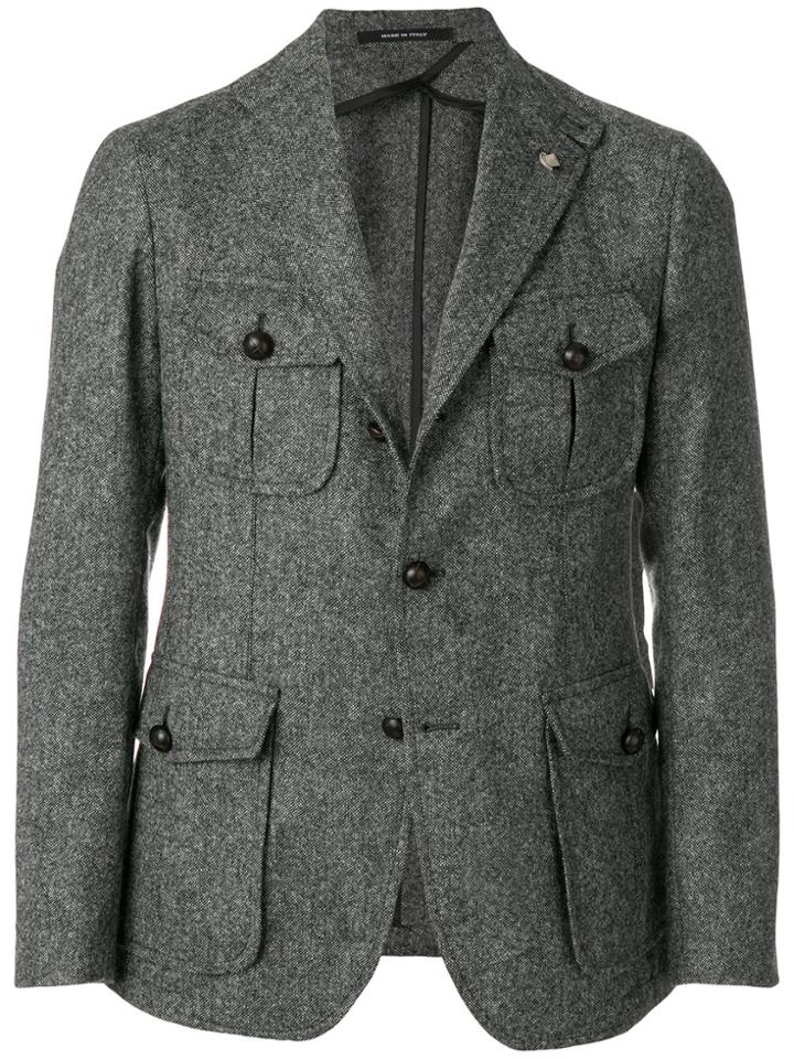 Tagliatore Tweed Fitted Blazer - Grey