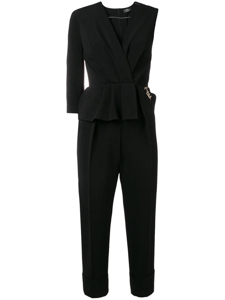 Elisabetta Franchi Cropped V-neck Jumpsuit - Black