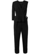 Elisabetta Franchi Cropped V-neck Jumpsuit - Black