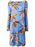 Emilio Pucci Floral Print Dress, Women's, Size: 46, Blue, Viscose/silk