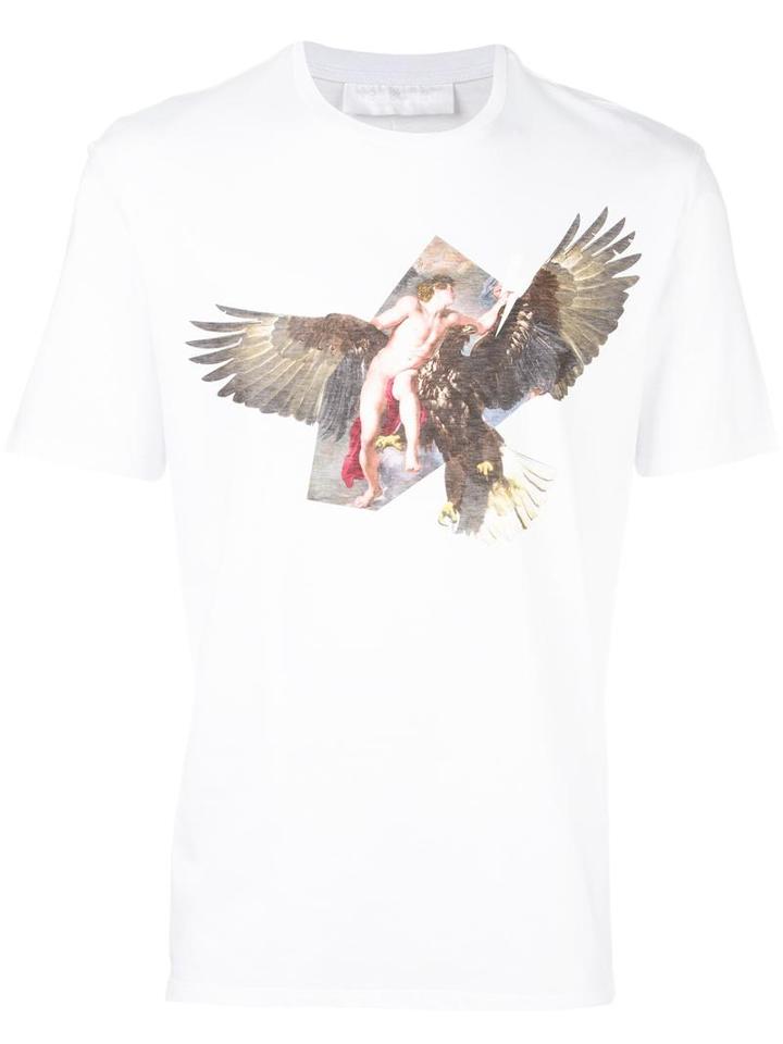 Neil Barrett Eagle Print T-shirt, Men's, Size: Xxl, White, Cotton