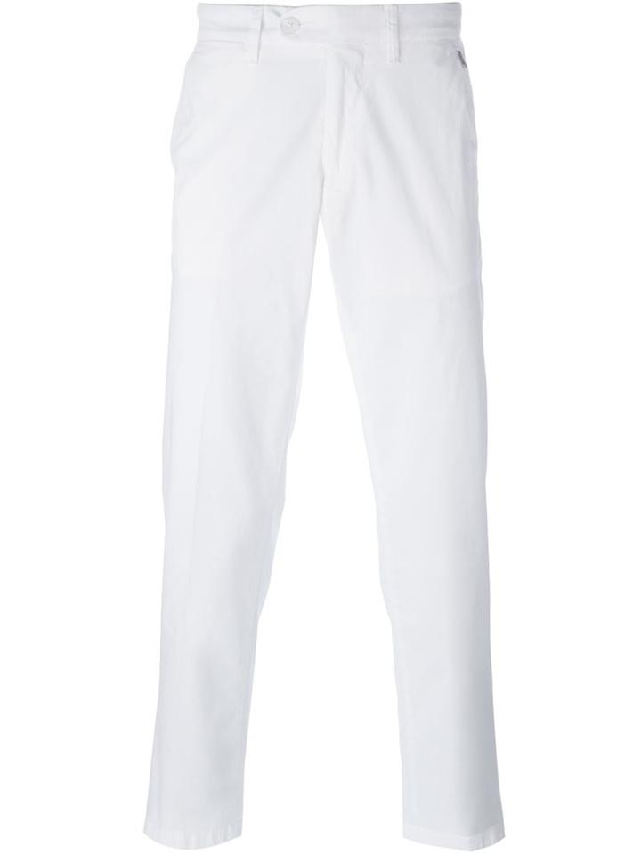 Corneliani Straight Leg Trousers, Men's, Size: 48, White, Cotton/spandex/elastane