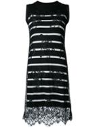 Loveless - Striped Lace Dress - Women - Cotton/rayon - 9, Black, Cotton/rayon