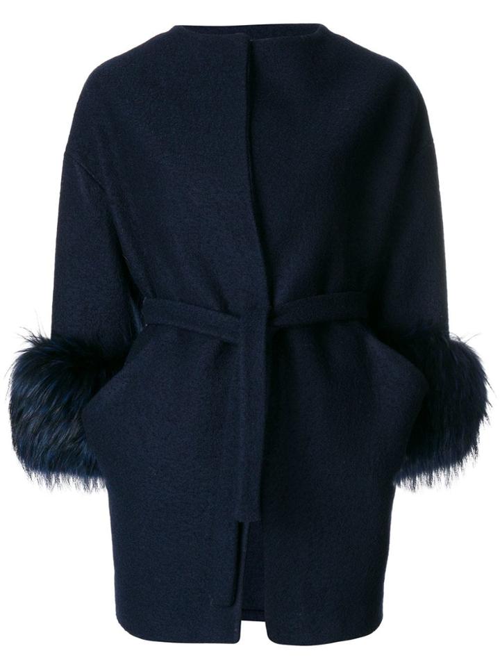 Ava Adore Fur Cuffs Coat - Blue