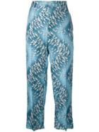 F.r.s For Restless Sleepers Birds Print Pants - Blue
