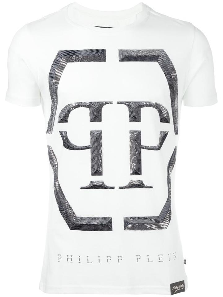 Philipp Plein Winter T-shirt, Men's, Size: Large, White, Cotton