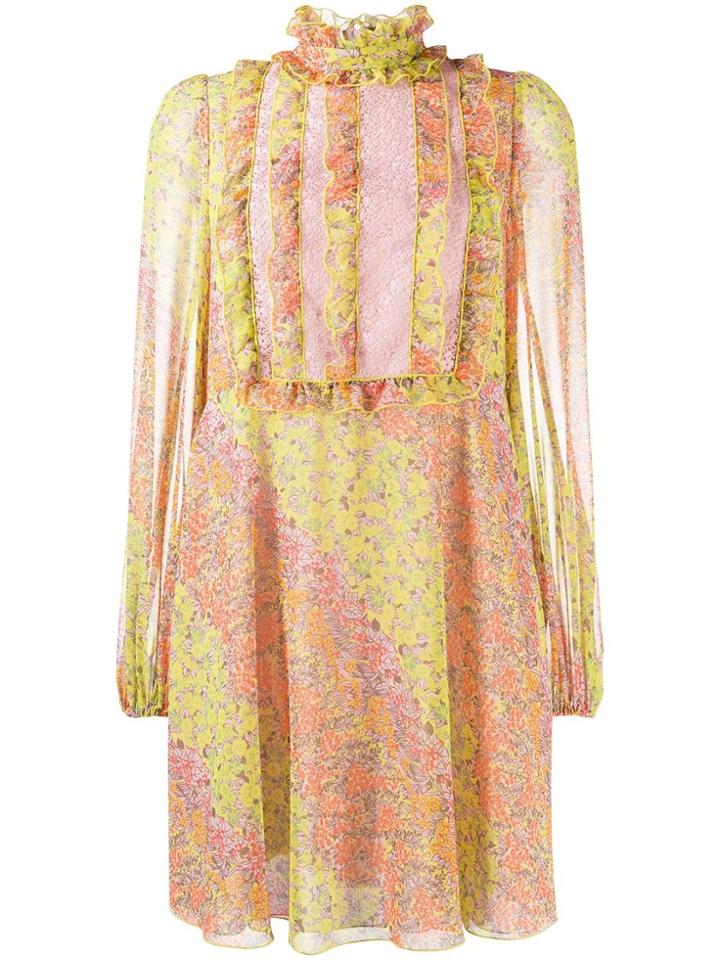 Giamba Floral Print Dress - Yellow