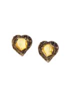 Yves Saint Laurent Vintage 'rock' Heart Clip-on Earrings, Women's, Metallic