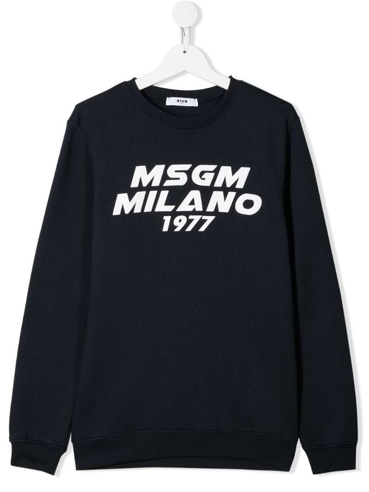 Msgm Kids Logo Printed Sweatshirt - Blue