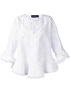 Rossella Jardini - Frayed Blouse - Women - Cotton/linen/flax - 42, White, Cotton/linen/flax