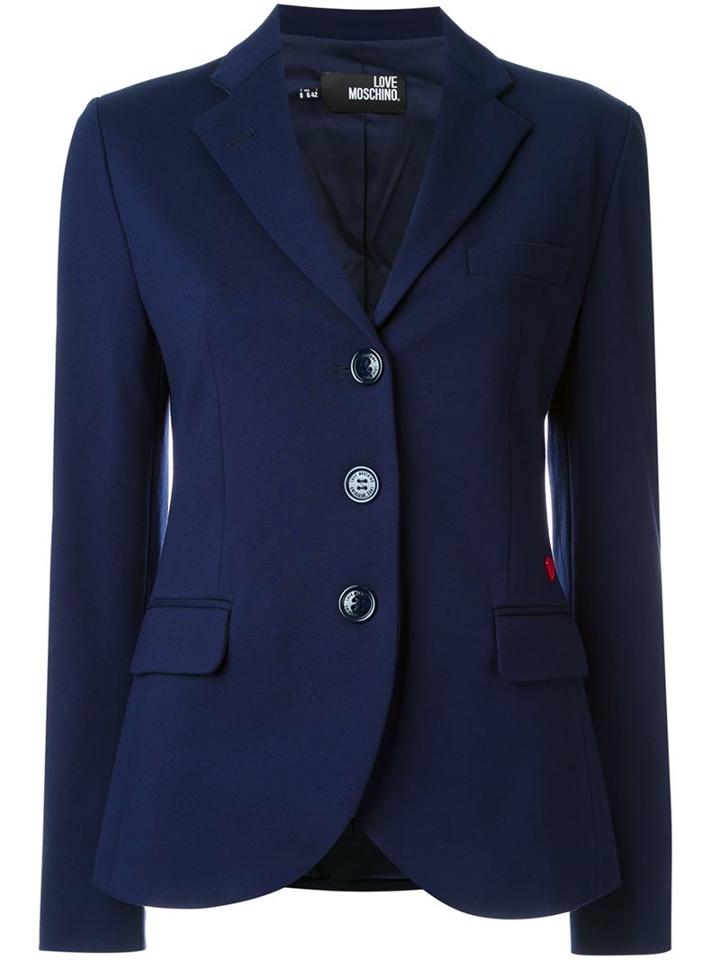 Love Moschino Fitted Blazer, Women's, Size: 42, Black, Acetate/cotton