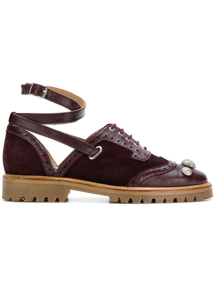 Rue St Ankle Strap Brogue Shoes - Pink