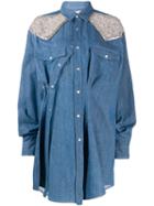 Circus Hotel Embellished Ruched Shirt Dress - Blue