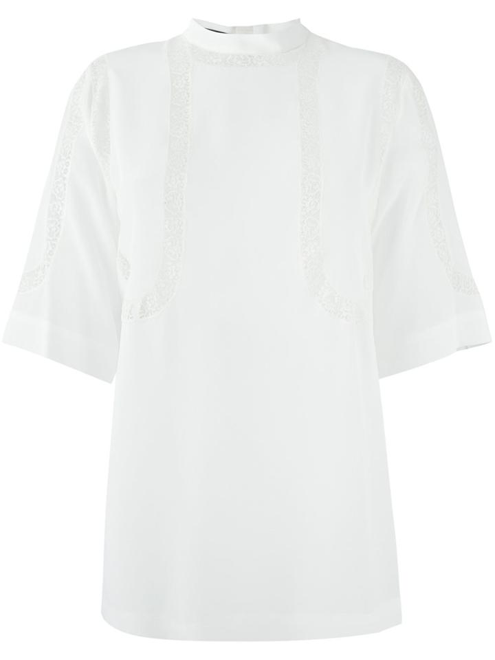 Rochas Lace Insert Blouse - White