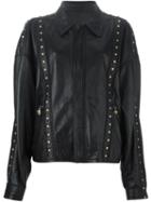 Versace Vintage Studded Leather Jacket, Women's, Size: 44, Black