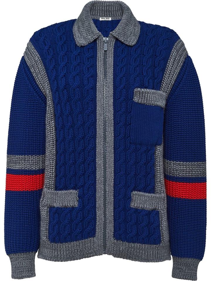 Miu Miu Oversized Cable Knit Cardigan - Blue