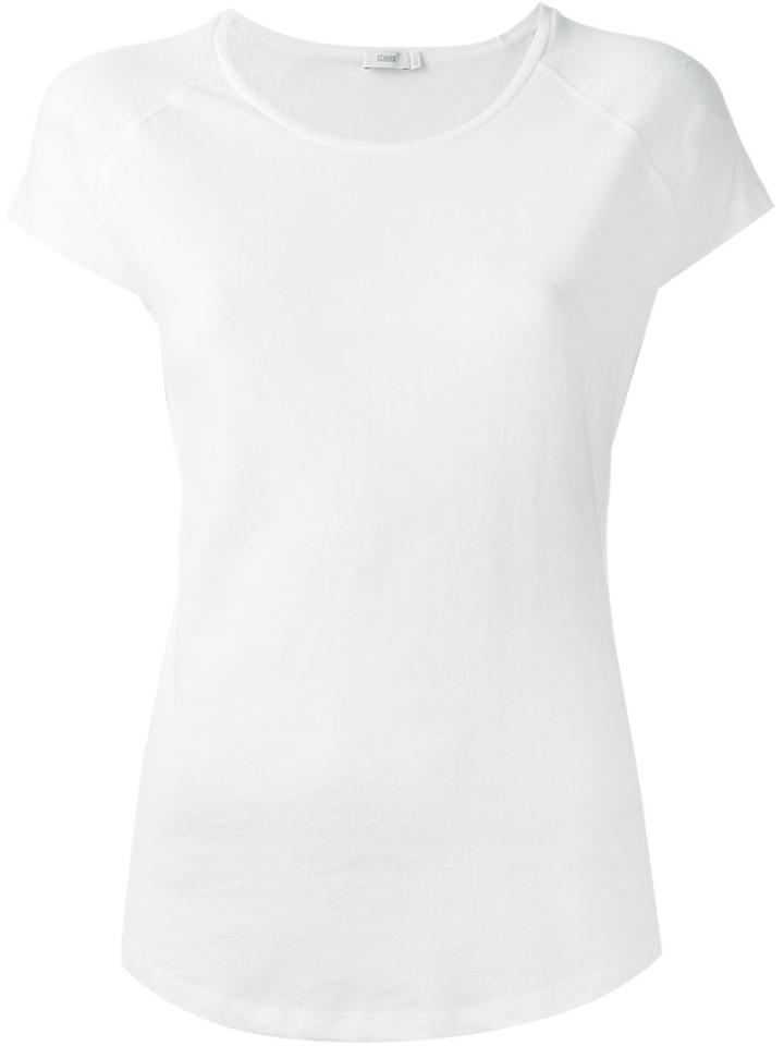 Closed Round Neck T-shirt, Women's, Size: Large, White, Cotton/polyester