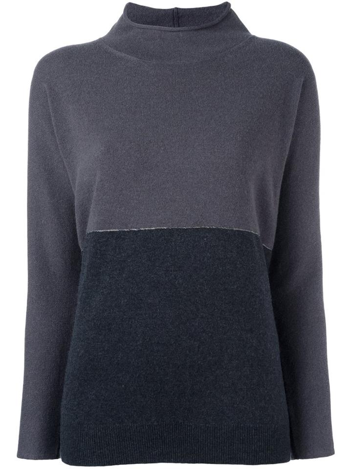 Fabiana Filippi - Two-tone Jumper - Women - Silk/cashmere/merino - 46, Grey, Silk/cashmere/merino