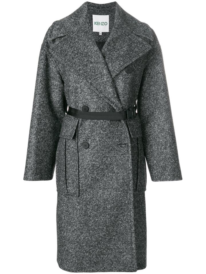 Kenzo Single-breasted Tailored Coat - Black