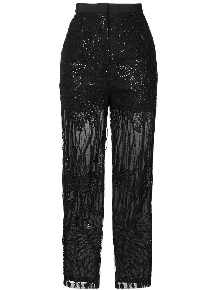 Elie Saab Embroidered Sequin Trousers - Black