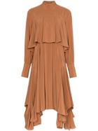 Chloé High Neck Pleated Midi-dress - Yellow