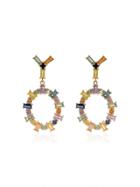 Ileana Makri 18k Yellow Gold Rainbow Sapphire Drop Hoop Earrings -