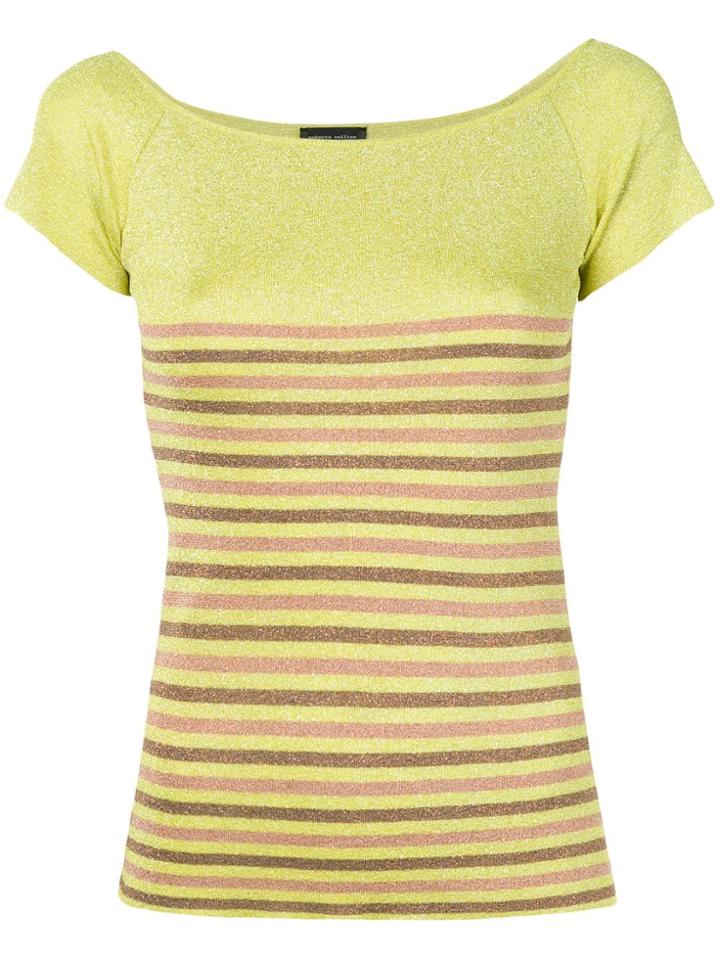 Roberto Collina Striped Lurex Top - Green