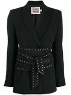 Fausto Puglisi Stud-embellished Tie-fastening Blazer - Black