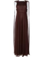 Valentino Pleated Evening Dress, Women's, Size: 42, Red, Silk/polyamide/spandex/elastane