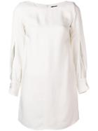 Elisabetta Franchi Pleated Sleeve Shift Dress - White