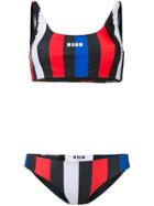 Msgm Logo Stripe Bikini - Red