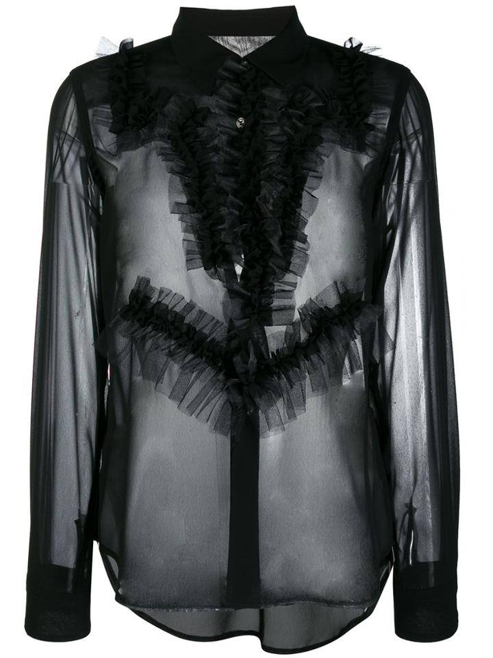 Comme Des Garçons Ruffle Trim Blouse - White