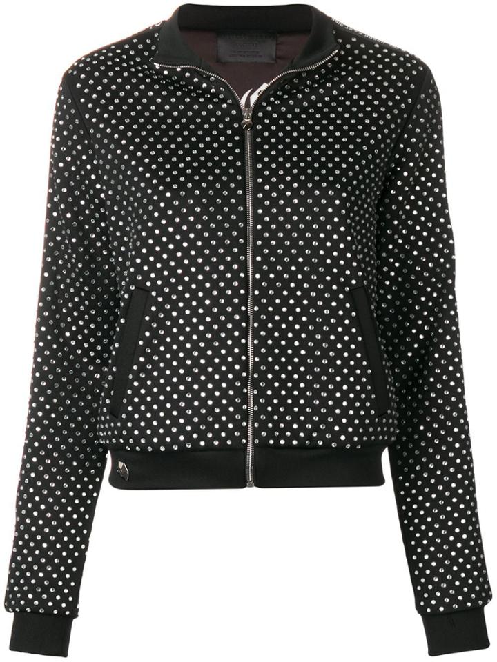 Philipp Plein Crystal Embellished Bomber Jacket - Black
