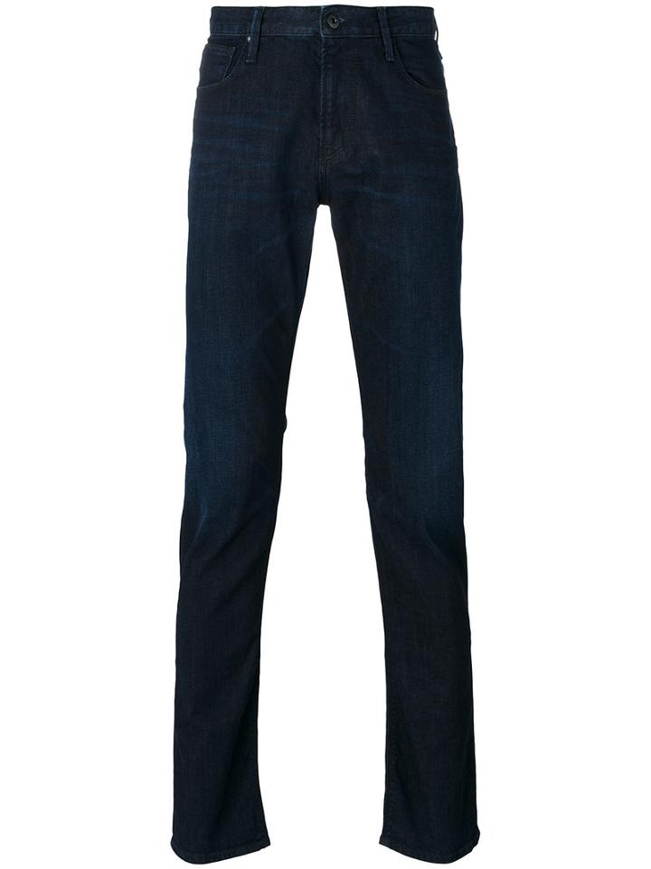 Armani Jeans - Folded Hem Slim-fit Jeans - Men - Cotton/spandex/elastane - 38, Blue, Cotton/spandex/elastane