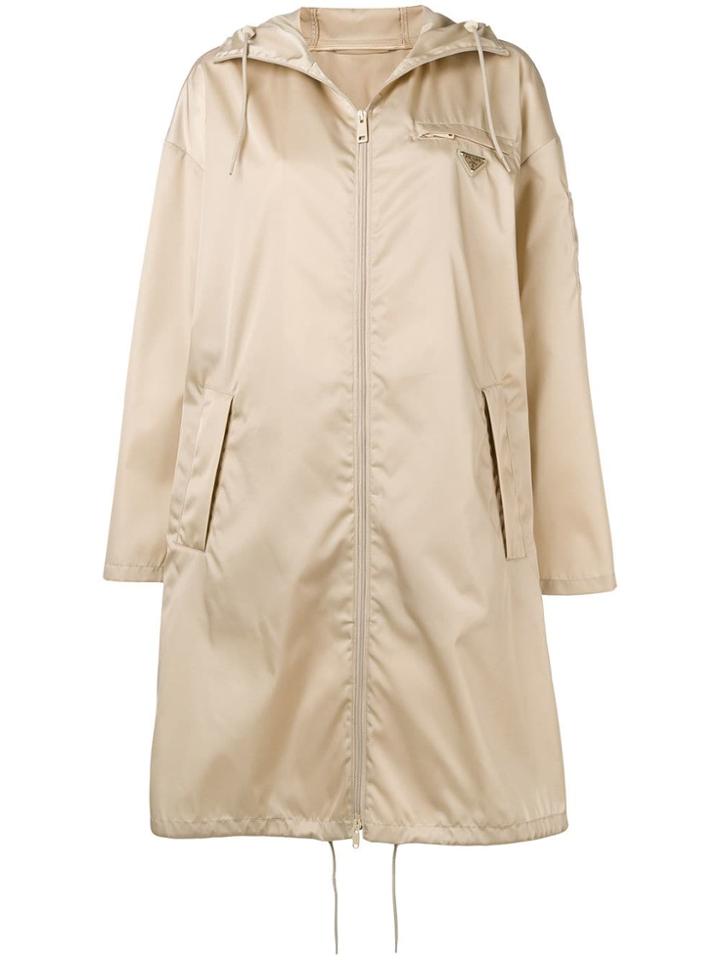 Prada Logo Raincoat - Neutrals