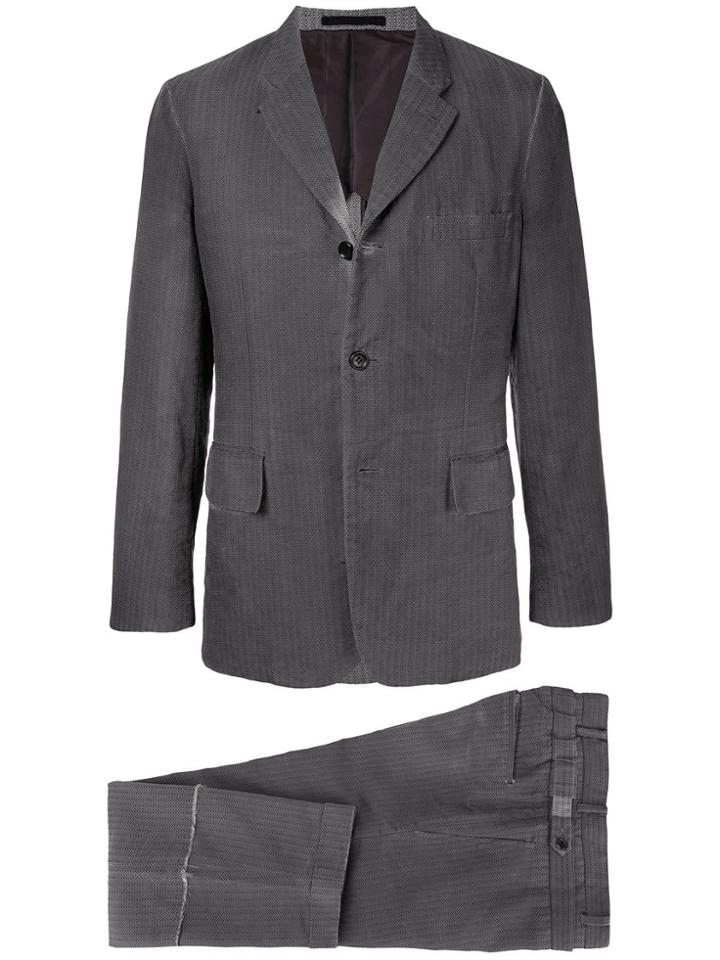 Comme Des Garçons Vintage Pinstriped Distressed Two-piece Suit - Grey