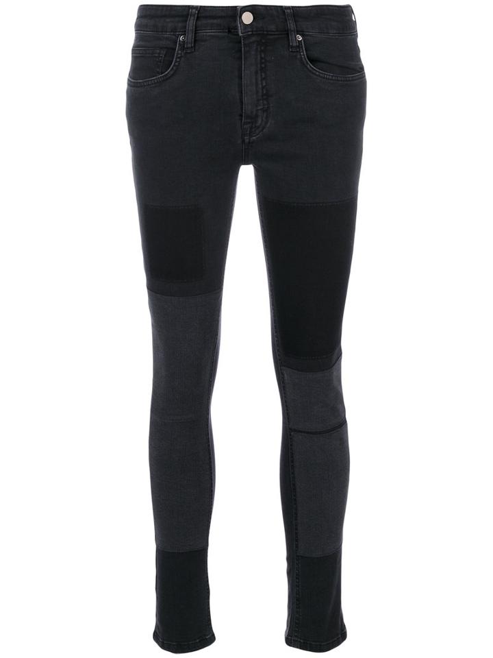 Victoria Victoria Beckham - Patchwork Slim-fit Jeans - Women - Cotton/polyester/spandex/elastane - 28, Black, Cotton/polyester/spandex/elastane