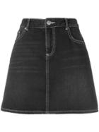 Ganni A-line Denim Mini Skirt - Black