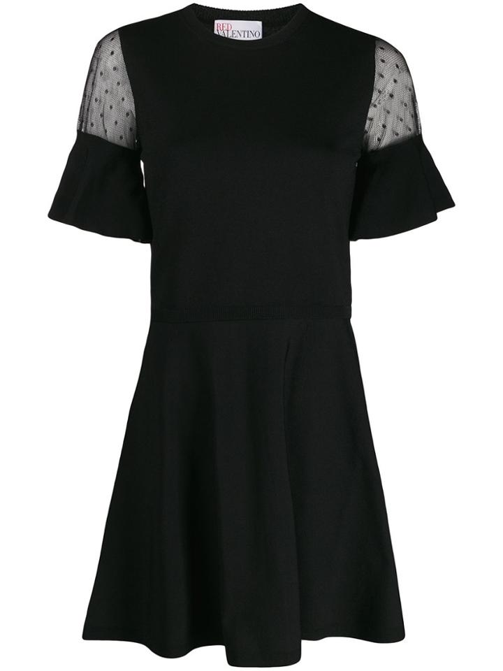 Red Valentino Sheer Details Short Dress - Black