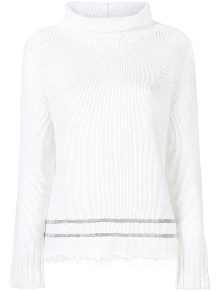 Fabiana Filippi Embroidered Funnel-neck Sweater - White