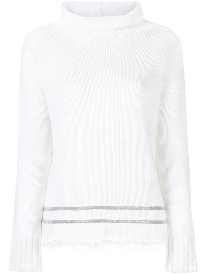 Fabiana Filippi Embroidered Funnel-neck Sweater - White