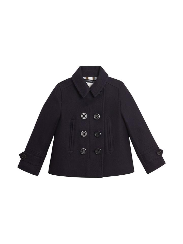 Burberry Kids Teen Wool Cashmere Blend Pea Coat - Blue