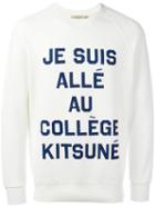 Maison Kitsuné Quote Print Sweatshirt, Men's, Size: Small, White, Cotton