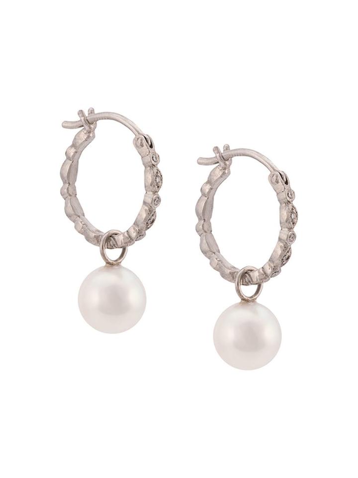 Cathy Waterman Pearl Seed Hoop Earrings - White