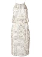 Diane Von Furstenberg Beaded Sleeveless Dress, Women's, Size: 4, Nude/neutrals, Silk/polyester
